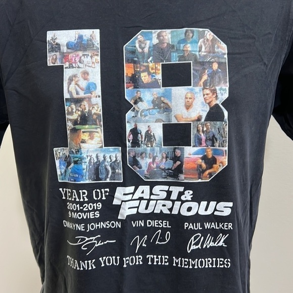 Merchize Men's Black Classic T-Shirt "18 Fast & Furious" Size M - Picture 3 of 7